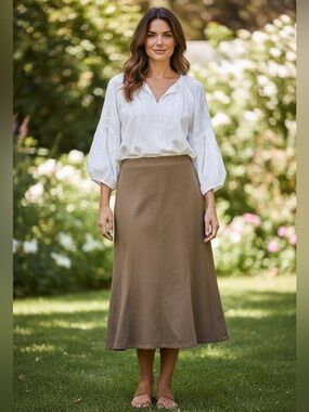 Zara Midi Skirt. Linen blend. Size XL. NWT